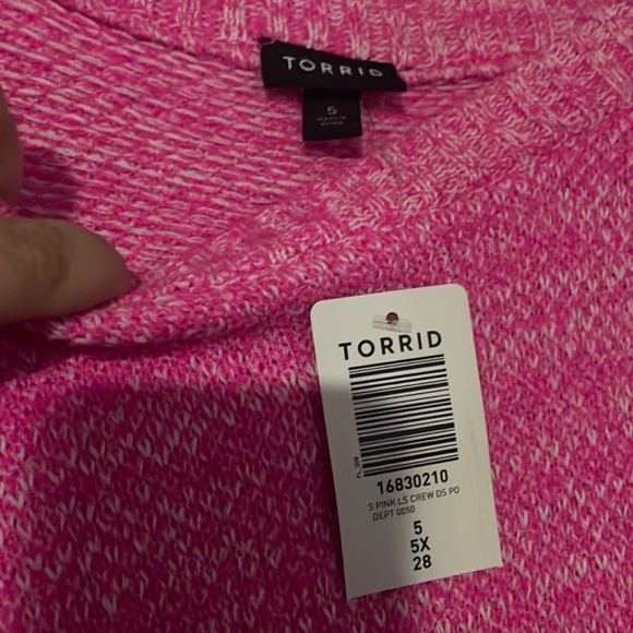 TORRID DROP SHOULDER PULLOVER SWEATER  - ACRYLIC PINK - Picture 4 of 4